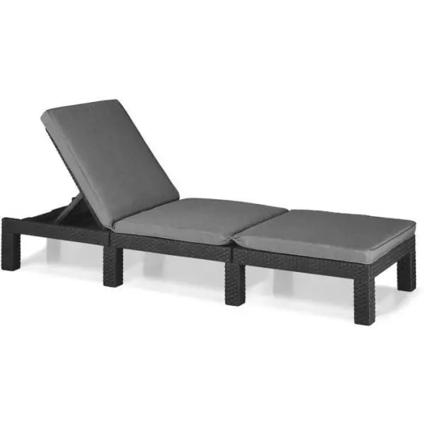 Bain de soleil - Allibert by KETER – DAYTONA – en résine imitation rotin tressé – coussin – dossier réglable - gris g