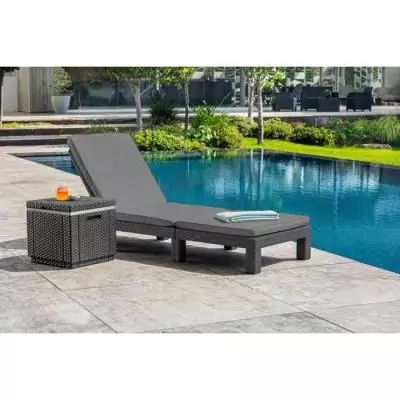 Bain de soleil Allibert by KETER Daytona en résine imitation rotin tressé gris