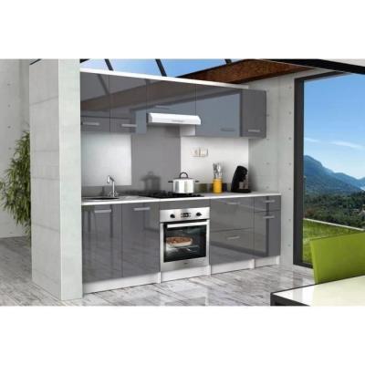 Meuble bas de cuisine 60 cm avec plan de travail - Gris Brillant
