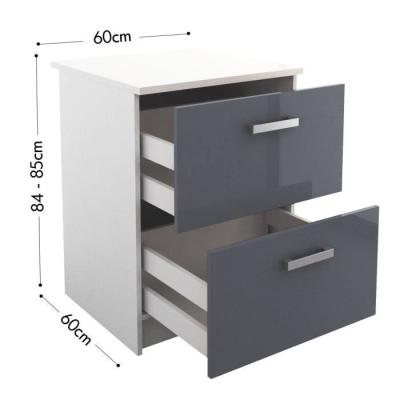 Meuble bas de cuisine 60 cm avec plan de travail - Gris Brillant