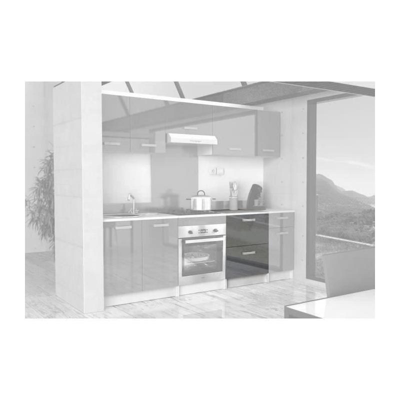Meuble bas de cuisine 60 cm avec plan de travail - Gris Brillant