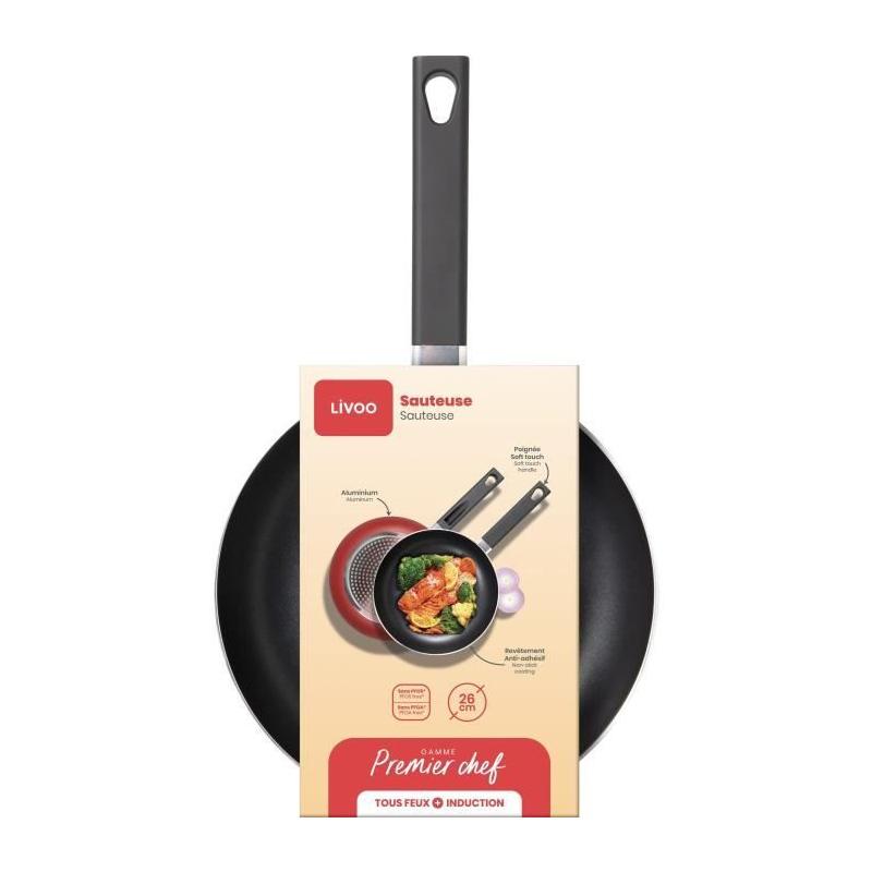 Sauteuse 26 cm LIVOO Antiadhésif - Manche silicone - Induction