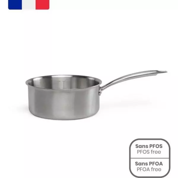 Casserole en acier inoxydable 18/10 Brigade 18 cm - LIVOO - MEP160 - Acier inox. Triply - Tous feux dont induction - Made in Fra