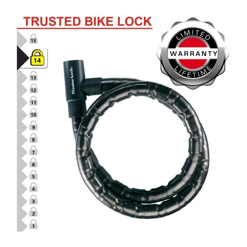 Câble antivol à clé Master Lock 8115EURDPS - Noir