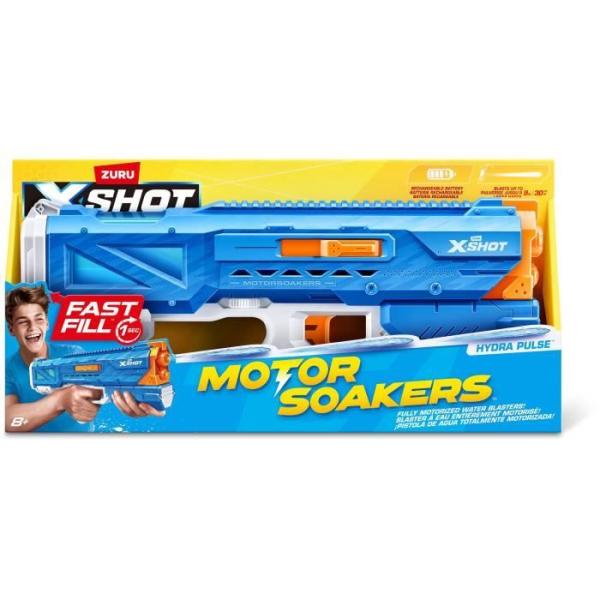 Pistolet a eau motorisé - ZURU - X-SHOT Hydra Pulse - Remplissage rapide - Batterie rechargeable - Portée 9 m - Réservoir 650