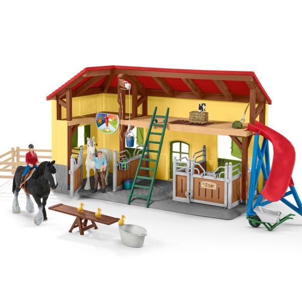 Écurie avec boxes et animaux, coffret de 82 pieces avec chevaux, Schleich 42485 Farm World, Des 4 ans