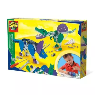 SES Creative Kit de construction de dinosaures en métal - Tricératops et spinosaure