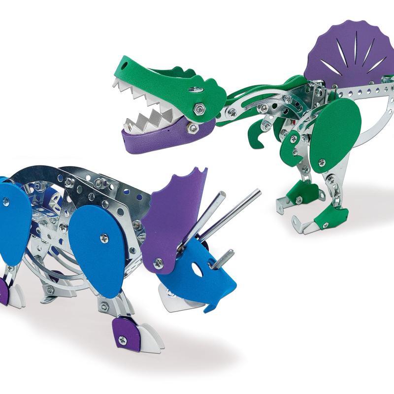 SES Creative Kit de construction de dinosaures en métal - Tricératops et spinosaure