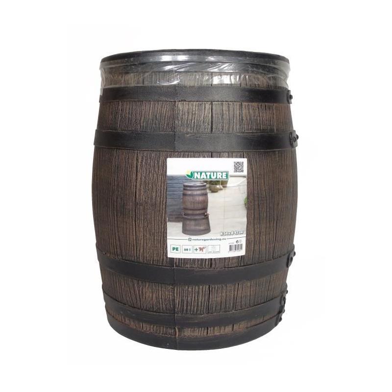 Récupérateur d'eau en forme de barrique - Nature - 50L - PE rotomoulé