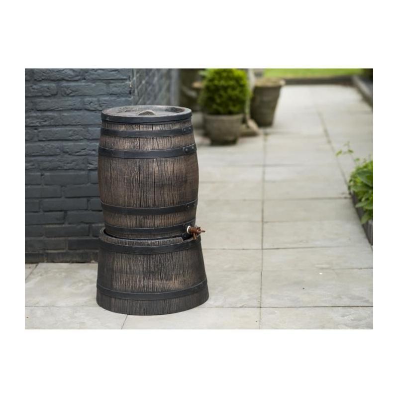 Récupérateur d'eau en forme de barrique - Nature - 50L - PE rotomoulé