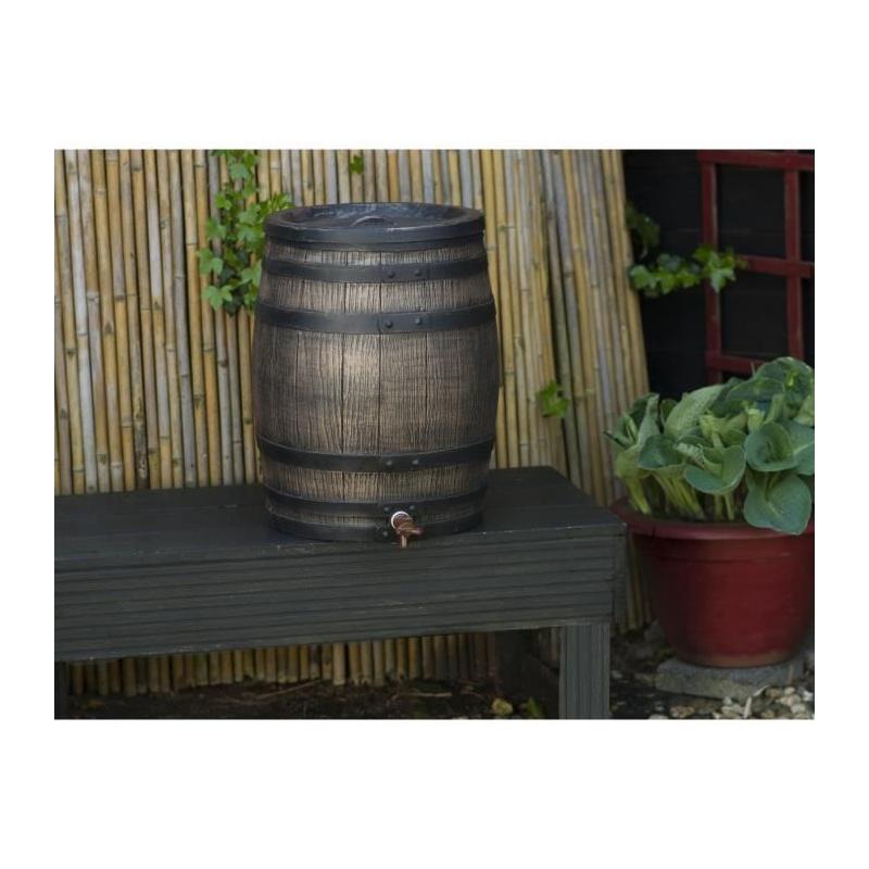 Récupérateur d'eau en forme de barrique - Nature - 50L - PE rotomoulé