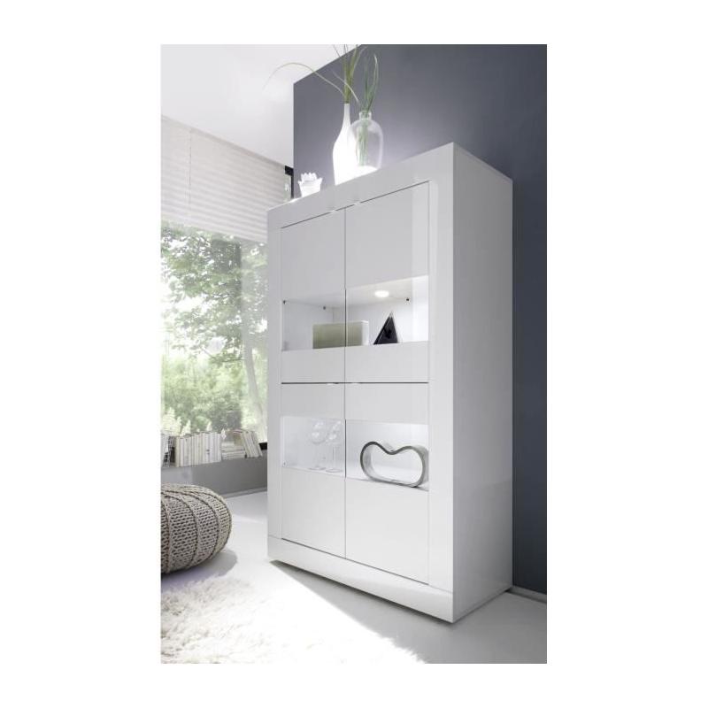 Vitrine BASICO 4 portes Blanc laqué 101 x 42 x 161 cm