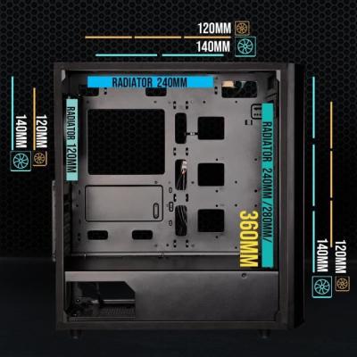 Boitier PC sans alimentation - BITFENIX Saber Mesh (Noir) - Moyen tour - ATX - Dimensions compactes