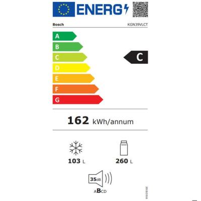 Bosch Serie 4 KGN39VLCT réfrigérateur-congélateur Pose libre 363 L C Acier inoxydable