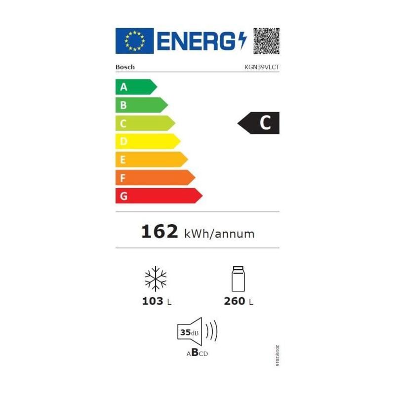 Bosch Serie 4 KGN39VLCT réfrigérateur-congélateur Pose libre 363 L C Acier inoxydable