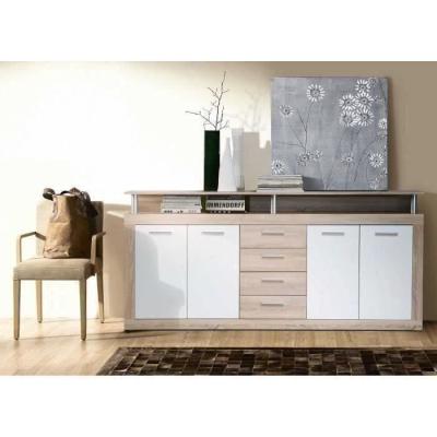 Buffet CAVA contemporain chêne et blanc - L 197 cm