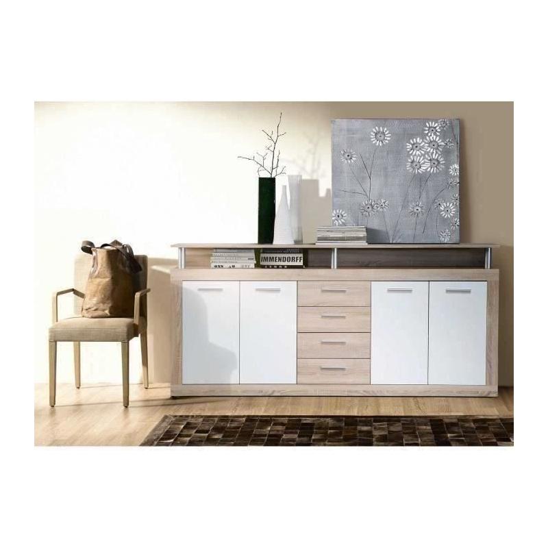 Buffet CAVA contemporain chêne et blanc - L 197 cm