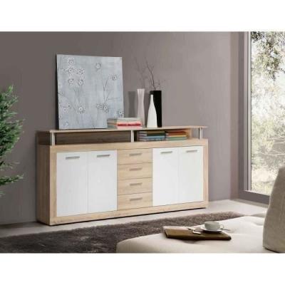 Buffet CAVA contemporain chêne et blanc - L 197 cm