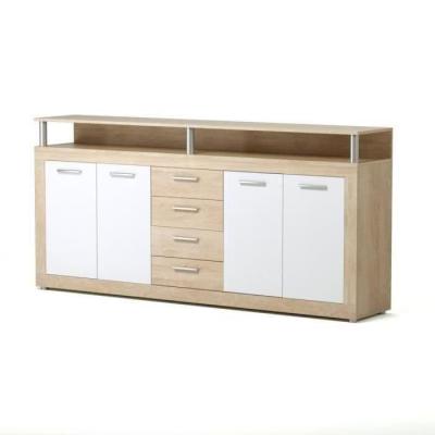 Buffet CAVA contemporain chêne et blanc - L 197 cm