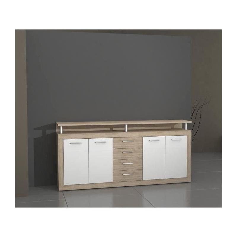 Buffet CAVA contemporain chêne et blanc - L 197 cm