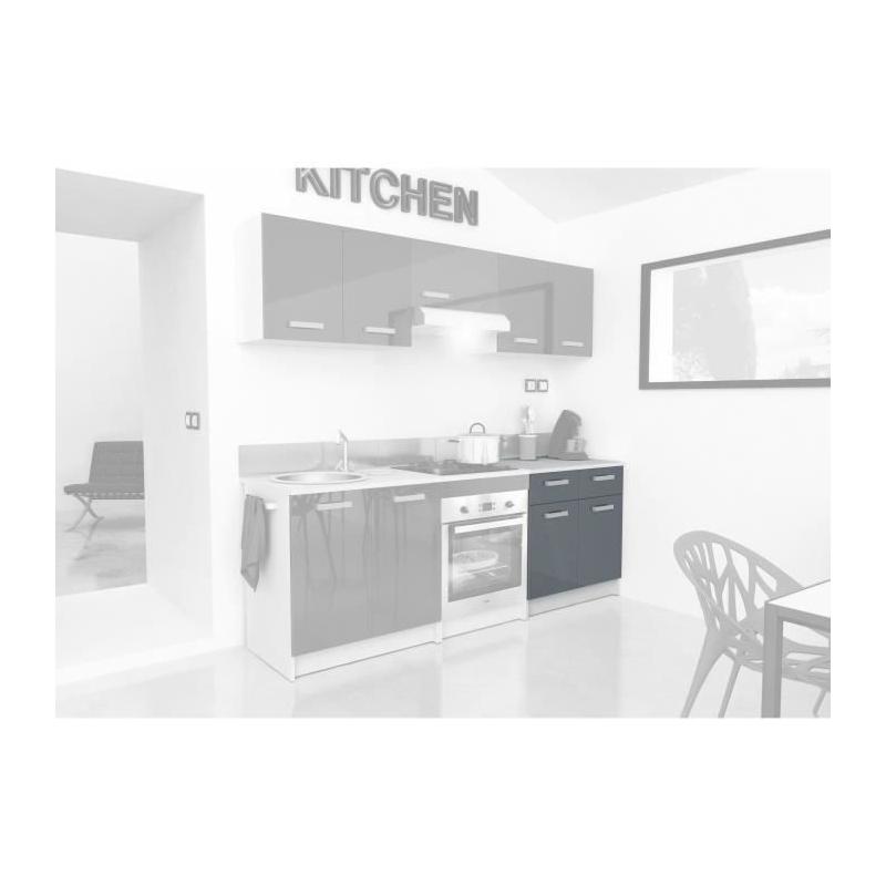 Caisson bas cuisine 80 cm avec plan de travail - Gris Brillant