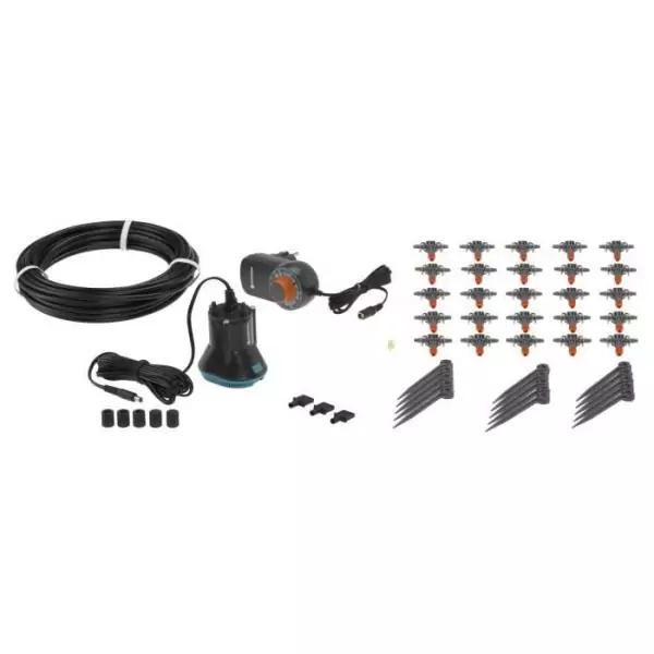 GARDENA Arrosoir automatique balcons et terrasses – Kit complet – Arrosage autonome – Alimentation via prise 230V – (140