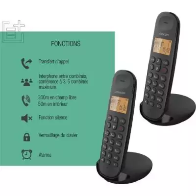 Téléphone sans fil LOGICOM DECT ILOA 250 DUO Noir - Compact et performant