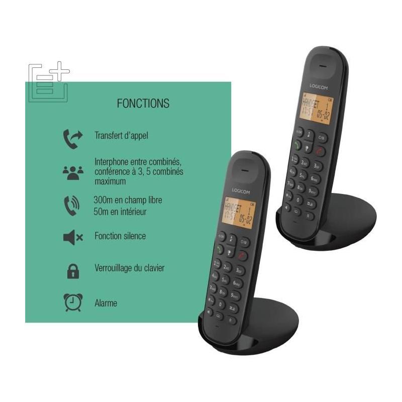 Téléphone sans fil LOGICOM DECT ILOA 250 DUO Noir - Compact et performant