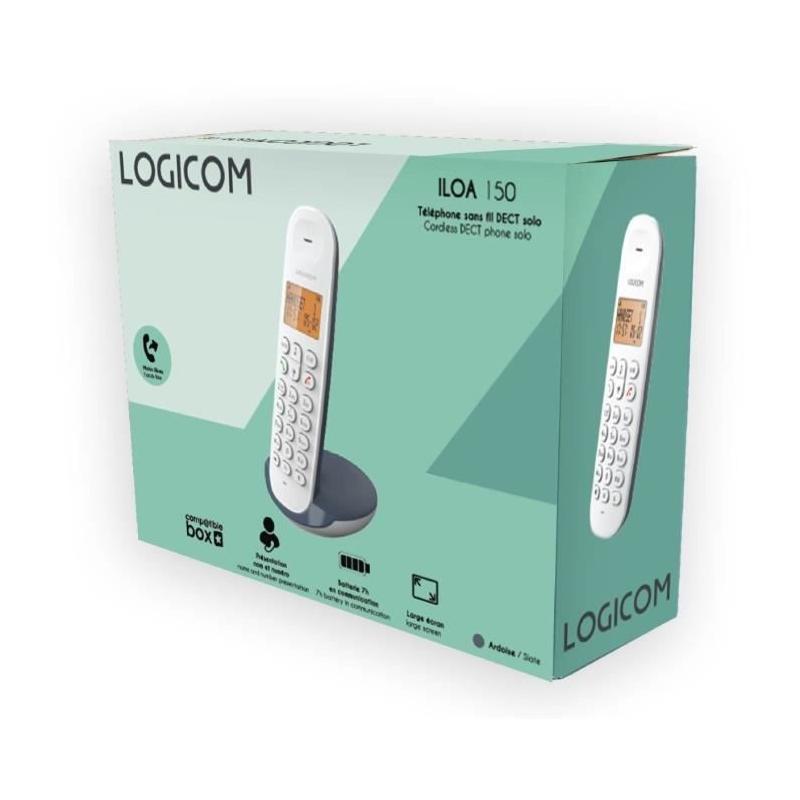 Téléphone fixe sans fil LOGICOM DECT ILOA 150 SOLO - Ardoise