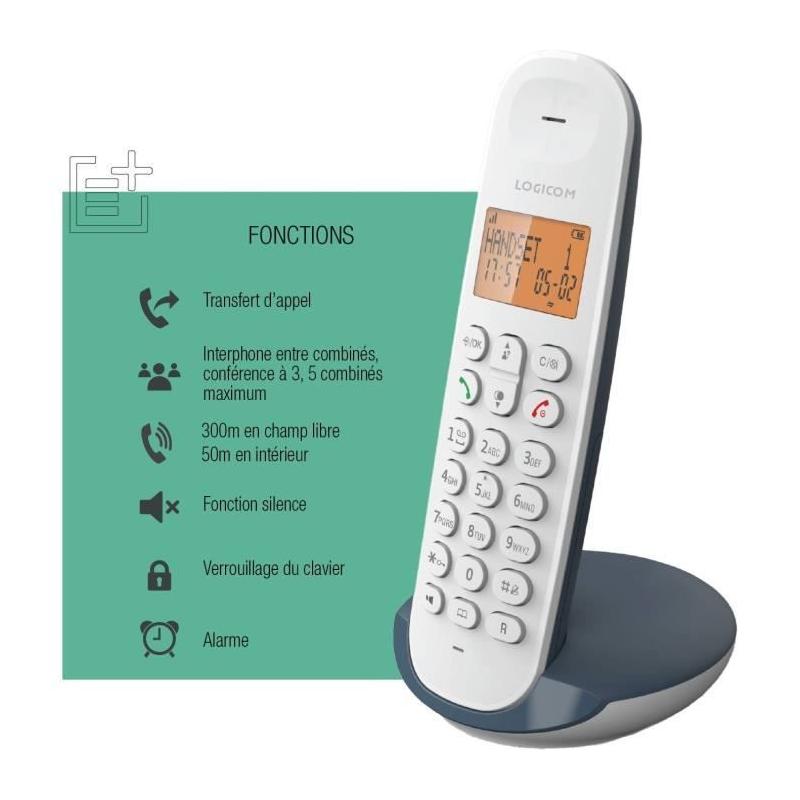 Téléphone fixe sans fil LOGICOM DECT ILOA 150 SOLO - Ardoise