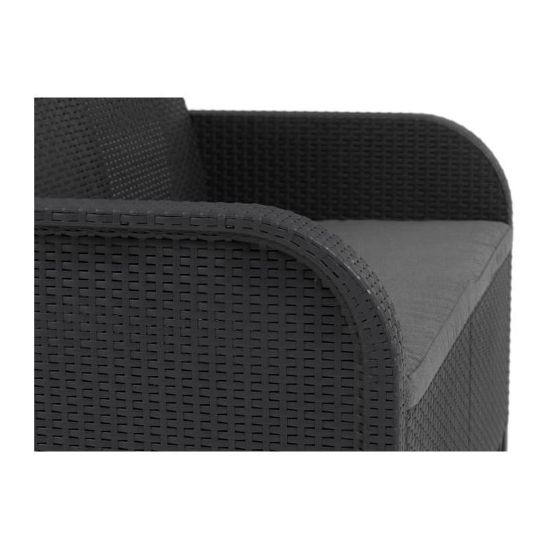 Banquette de jardin en résine tressée - SanRemo - Gris graphite