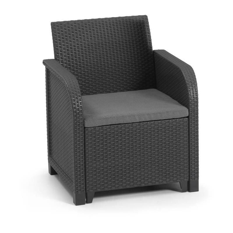 Fauteuil de jardin avec coussin en résine Allibert by KETER - SanRemo Gris graphite