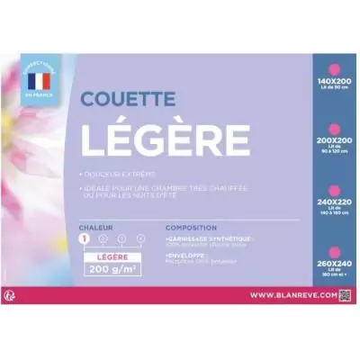 Couette légère en microfibre BLANREVE 140x200 cm - Blanc