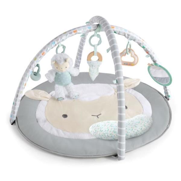 INGENUITY Tapis de sol éveil évolutif - Petit Mouton - Arche de jeu amovible, 5 jouets sensoriels, peluche mouton, miroir, cou