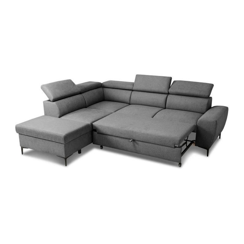 Canapé d'angle convertible réversible avec coffre - KASIMIR - Tissu anthracite