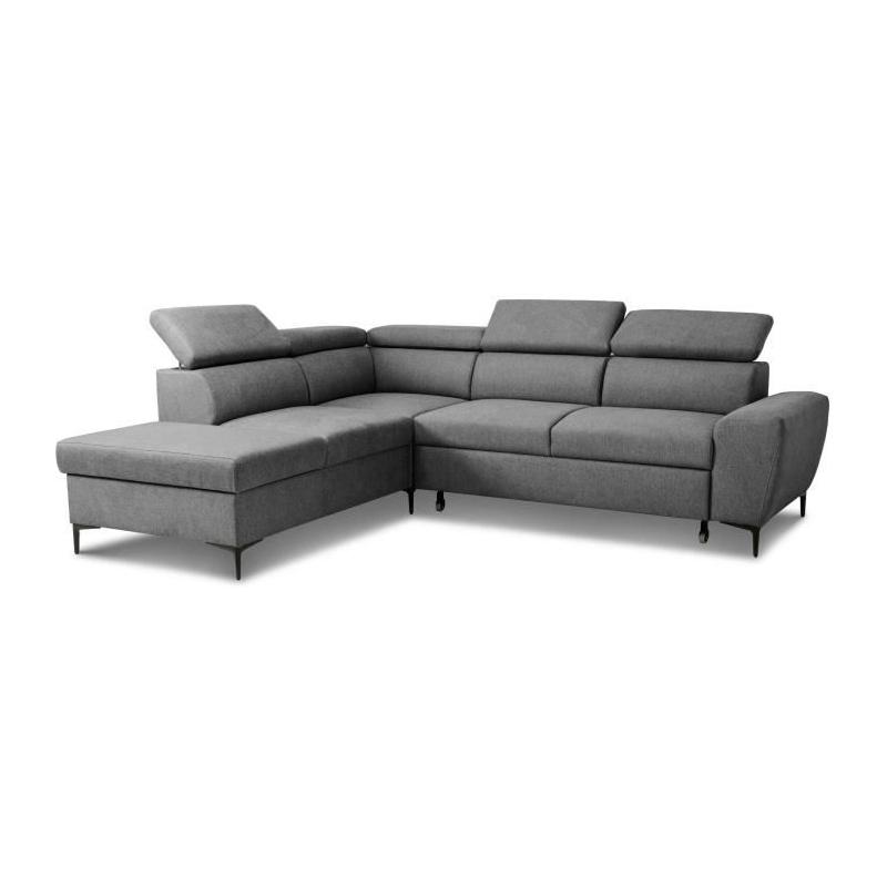 Canapé d'angle convertible réversible avec coffre - KASIMIR - Tissu anthracite