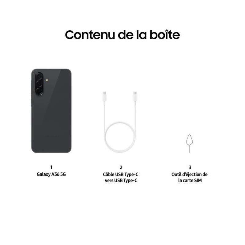 Smartphone Samsung Galaxy A36 6,7 5G Nano SIM 128 Go Noir - Compact et performant