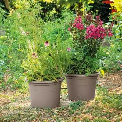 Pot de fleurs rond Day R camel - Taupe - 60cm