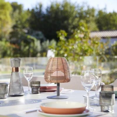 Lampe de table sans fil LUMISKY BOHEME - Design Rotin naturel