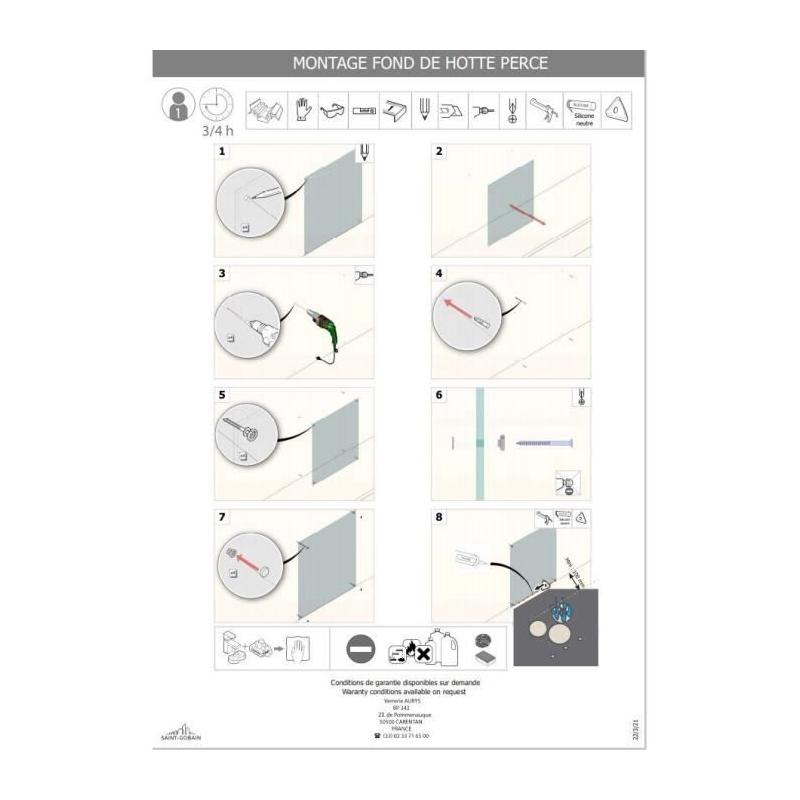Credence Noir Mat en Verre - Saint Gobain - 70x60 cm
