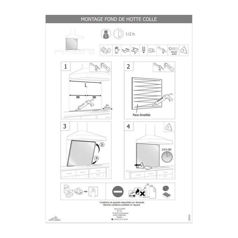 Credence Noir Mat en Verre - Saint Gobain - 70x60 cm