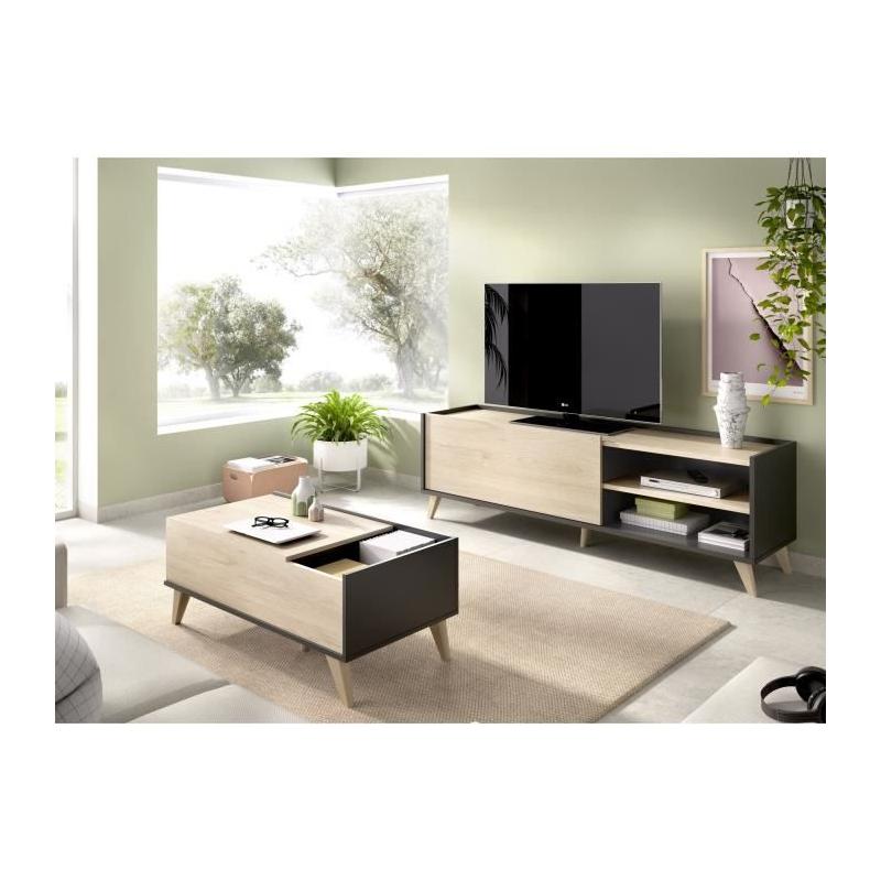Ensemble Salon Moderne : Meuble TV + Table Basse Relevable