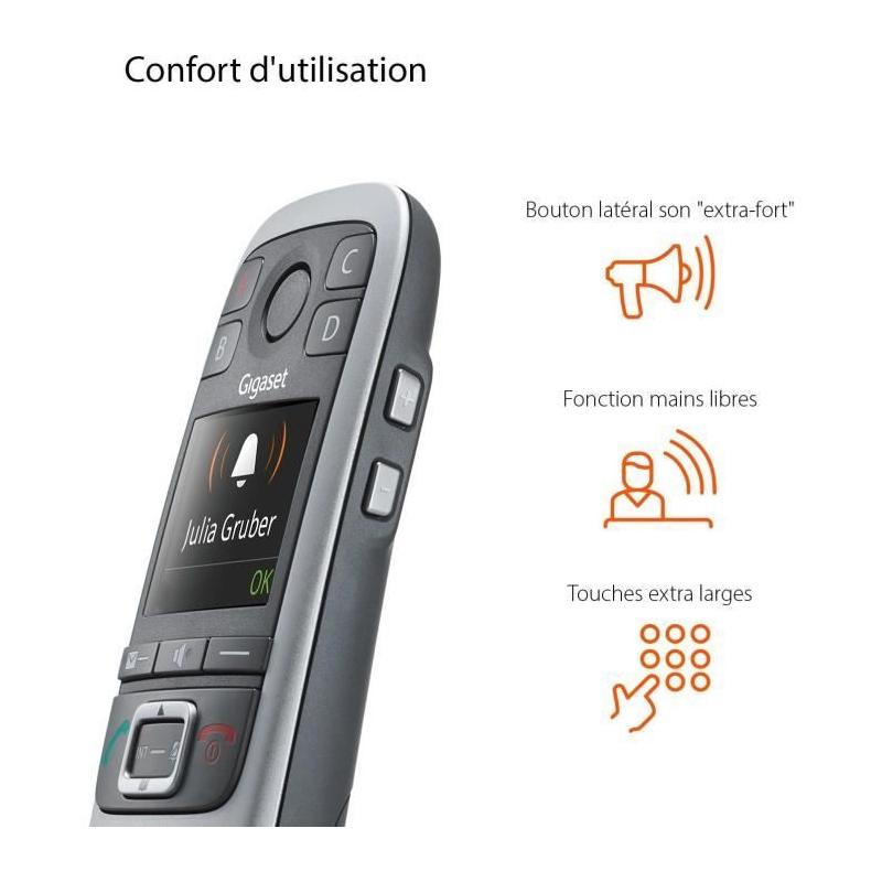 Téléphone Fixe Gigaset E560 Silver - Compact et Performant