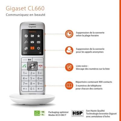 GIGASET Téléphone Fixe CL 660 Duo Blanc - Compact et Performant