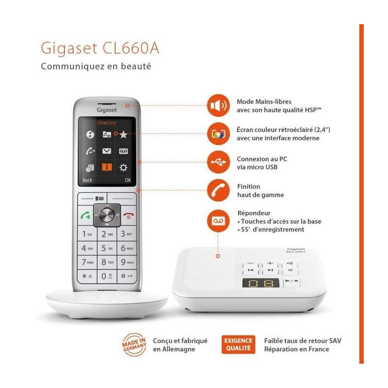 Téléphone Fixe CL660A Blanc - Compact et Performant