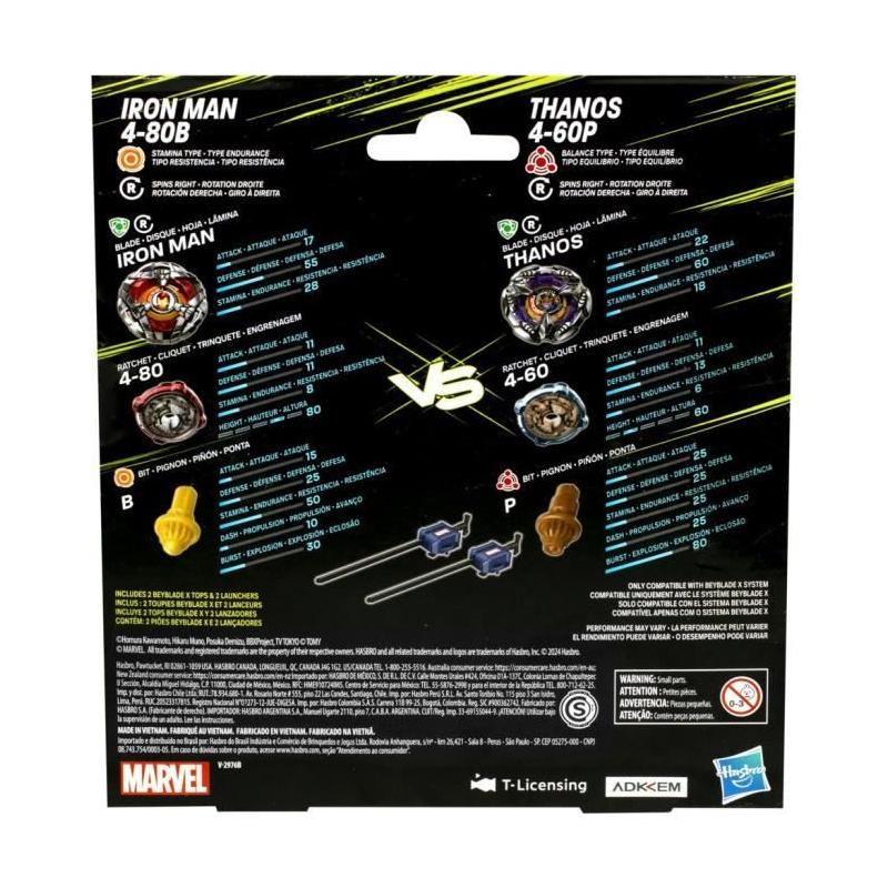 Pack Beyblade X: Iron Man vs. Thanos - Jeu Marvel pour 8 ans