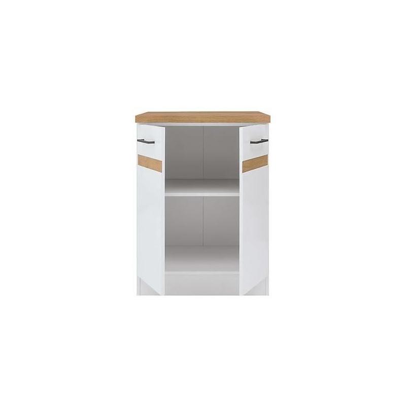 Meuble bas cuisine 60 cm - 2 Portes - Blanc brillant