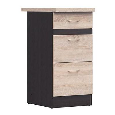 Meuble bas cuisine 40cm - 3 tiroirs - Chene sonoma