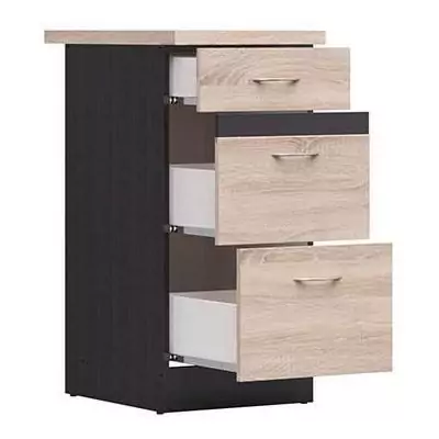 Meuble bas cuisine 40cm - 3 tiroirs - Chene sonoma