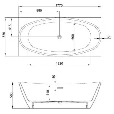 Baignoire îlot OCEANIC - En acrylique blanc - Bonde poussoir